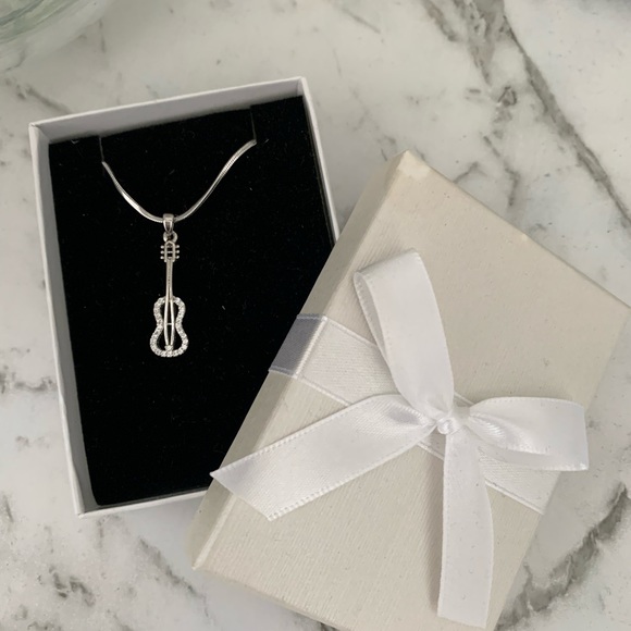 Silver necklace with Guitar pendant - Picture 2 of 4